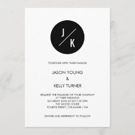 Simples convite de círculo monocromático moderno