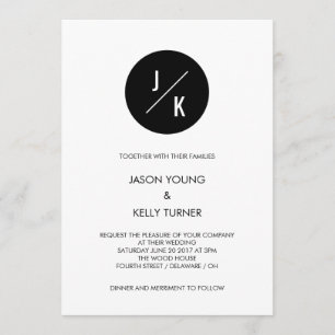 Simples convite de círculo monocromático moderno