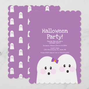 Simples Convite de Festa de Halloween Casal Fantas