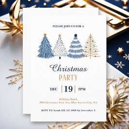 Simples Convite de festas de Natal Azul Corporativ