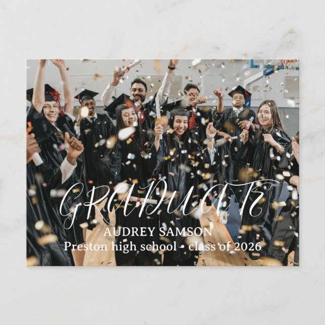 Simples Convite de Formatura com Caligrafia Modern (Frente)