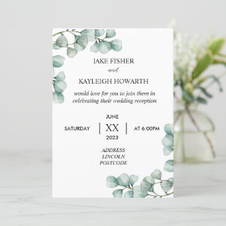 Simples Convite de Recepção de Casamento com Eucal