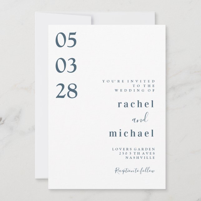 Simples convite elegante branco (Frente)