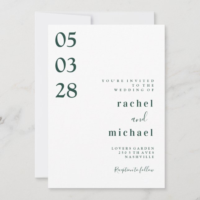 Simples convite elegante branco (Frente)