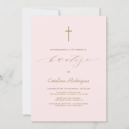 Simples Convite Elegante De Bautizo Rapariga Bapti