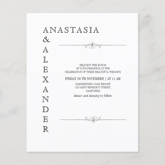 Simples convite para casamento. (Frente)