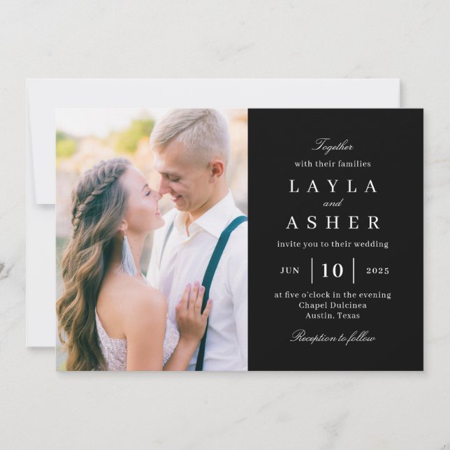 Simples convite para casamento de fotos unidas SUN (Frente)