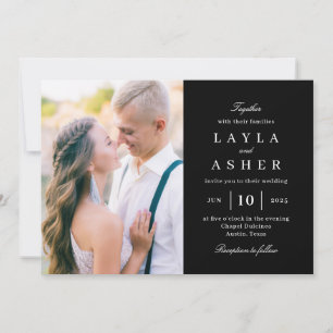 Simples convite para casamento de fotos unidas SUN