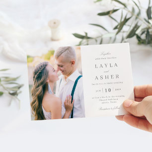 Simples convite para casamento de fotos unidas SUN