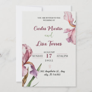 Simples convite para casamento de rosa moderna