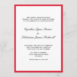 Simples convite para casamento vermelho de borda v