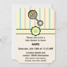 Simples convite para Chás de fraldas Rattle