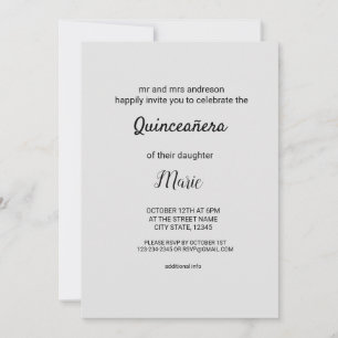 simples convite para Quinceañera rosa gold