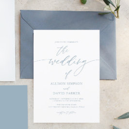 Simples Convites De Casamento Dusty Blue Elegante