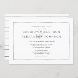 Simples convites para casamento de quadro prateado