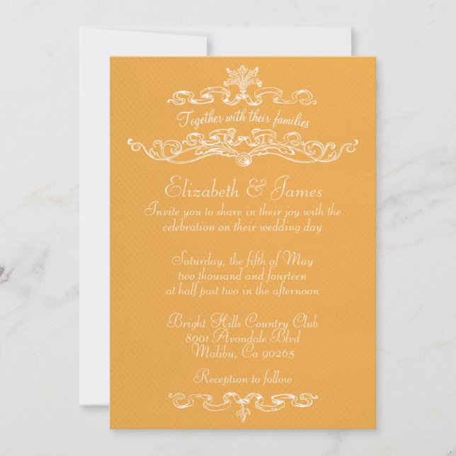 Simples Convites para Casamento Dourado de Luxo (Frente)