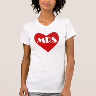 Simples coração branco vermelho Sra. Título Camisa