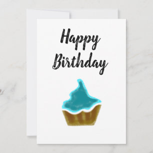 simples cupcakes azuis elegante feliz aniversário