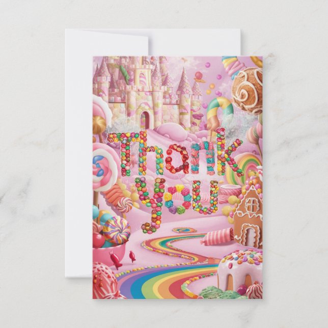 Simples Deseja cartões de agradecimentos Candyland (Frente)