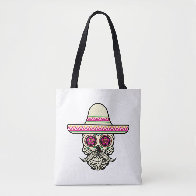 Simples Dia de Muertos Skull com Chapéu | Bolsa To (Frente)