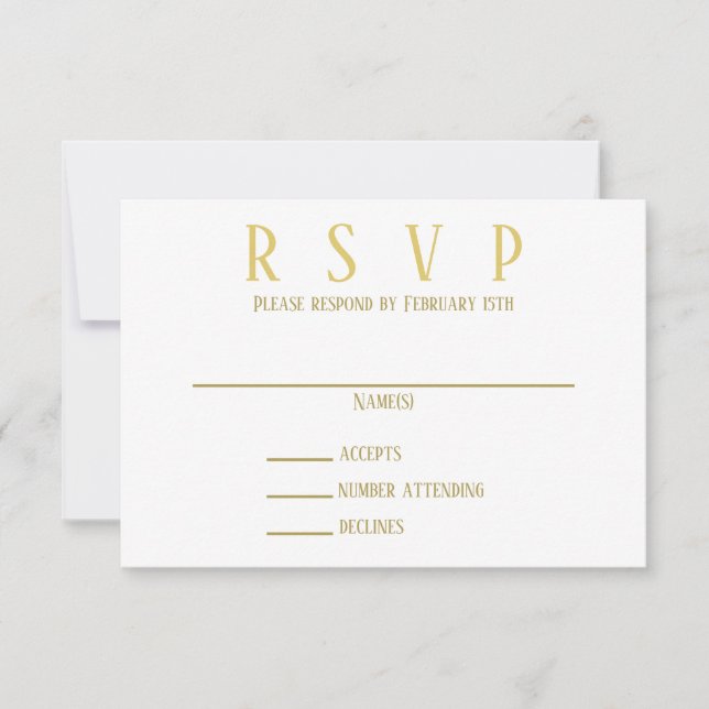 Simples Dourado - Convite RSVP (Frente)