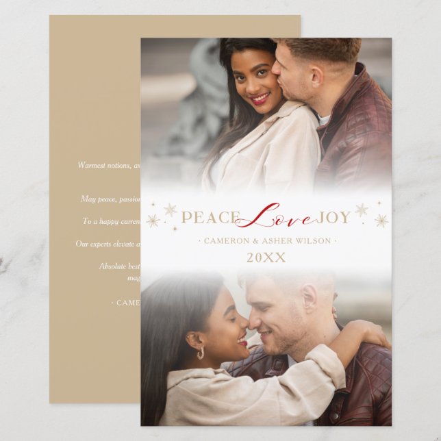 Simples e Barata Joy Snowflakes 2 Fotos (Frente/Verso)