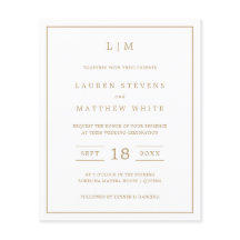 Simples e Dourado Convite de casamento de Orçament