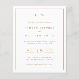 Simples e Dourado Convite de casamento de Orçament