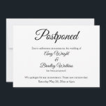 Simples e Elegante Anúncio de Casamento Adiado<br><div class="desc">Aqui está um cartão elegante e simples para notificar seus convidados caso seja necessário alterar a data do seu casamento. Use os campos do modelo para adicionar seus detalhes pessoais e tornar este design moderno e único. O fundo branco pode ser alterado para qualquer cor que você preferir. Todas as...</div>