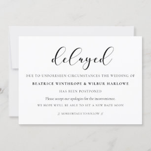 Simples e elegante anúncio de casamento atrasado
