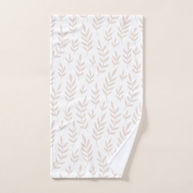 Simples e elegante bege branco deixa toalha de mão (Toalha de mão)