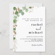 Simples e elegante convite para a glitter de eucal