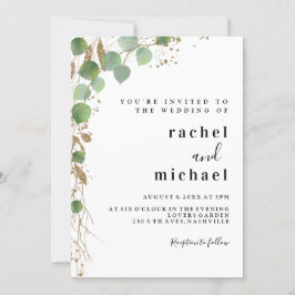 Simples e elegante convite para a glitter de eucal