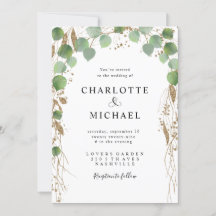 Simples e elegante convite para a glitter de eucal