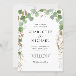 Simples e elegante convite para a glitter de eucal
