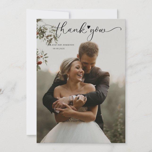 Simples e moderno agradecimento de casamento (Frente)