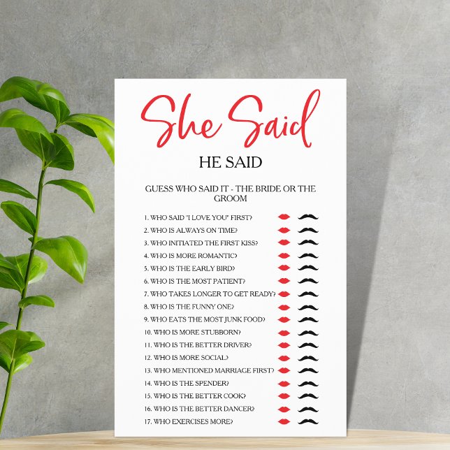 Simples Ela Disse Que Ele Disse Jogo De Festa Chá  (Criador carregado)