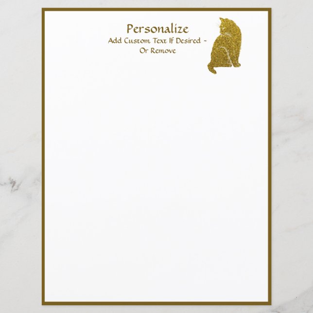 Simples Elegância de Felino Glitter Dourado (Frente)