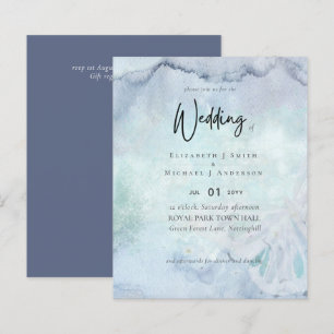 Simples Elegância Dusty Azul Moderno Casamento de