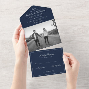 Simples Elegância Foto Convite de Casamento Tudo E