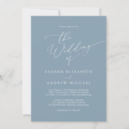 Simples Elegante 1 Convite De Casamento Dusty Blue