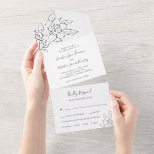 Simples Elegante Arte Magnolia Floral Casamento