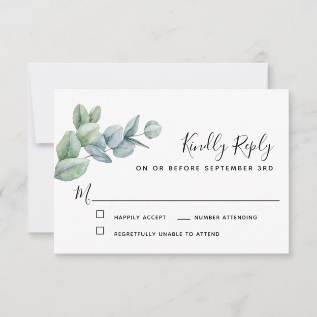 Simples Elegante Boho Eucalyptus Greenery RSVP (Frente)