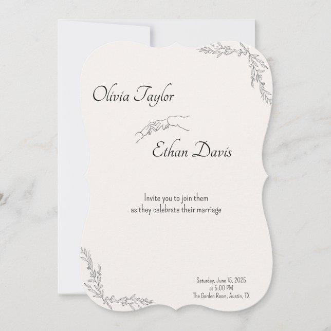Simples Elegante Clássico de Convite de casamento  (Frente)