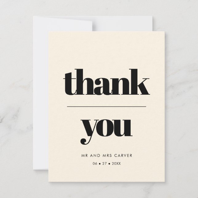 Simples, elegante e chic Casamento Creme Obrigado (Frente)