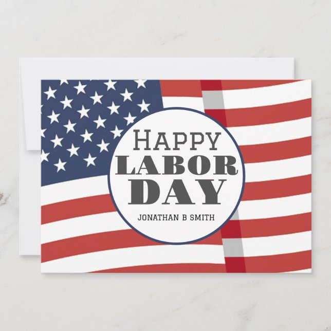 Simples Elegante Feliz Dia do Trabalho com bandeir (Frente)