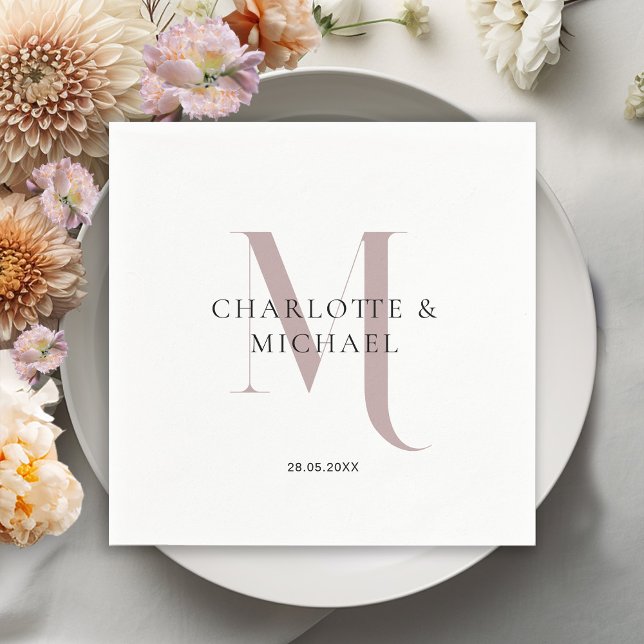 Simples, elegante, guardanapos de casamento monogr (Customer specific, simple, elegant, royal, monogram wedding napkins.)