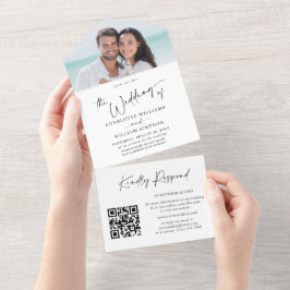 Simples Elegante Minimalista 2 FOTO Casamento QR