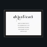 Simples Elegante Moderno Cartão de Direções de Cas<br><div class="desc">Simples Elegante Moderno Cartão de Direções de Casamento. Perfeito para qualquer casamento. Uma fonte de script elegante emparelhada com uma fonte de texto simples. Mostrado em preto e branco, mas pode ser personalizado para as cores do seu casamento para o texto e fundo. Adicione qualquer outro gráfico, foto ou monograma...</div>