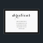 Simples Elegante Moderno Cartão de Direções de Cas<br><div class="desc">Simples Elegante Moderno Cartão de Direções de Casamento. Perfeito para qualquer casamento. Uma fonte de script elegante emparelhada com uma fonte de texto simples. Mostrado em preto e branco, mas pode ser personalizado para as cores do seu casamento para o texto e fundo. Adicione qualquer outro gráfico, foto ou monograma...</div>